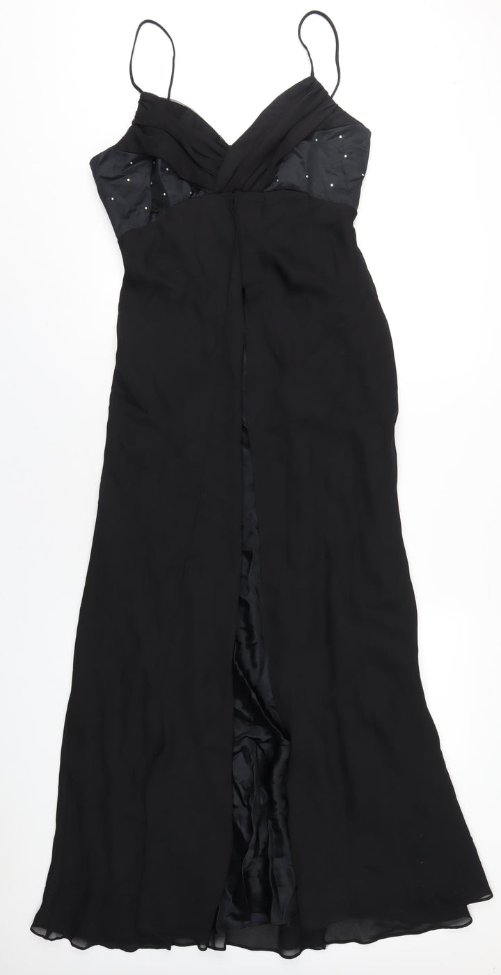 Eureka Womens Black Polyester Maxi Size L V-Neck Zip