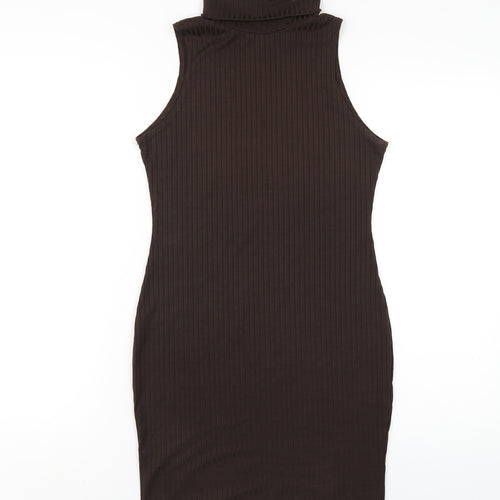 I SAW IT FIRST Womens Brown Polyester Bodycon Size 12 Roll Neck Pullover