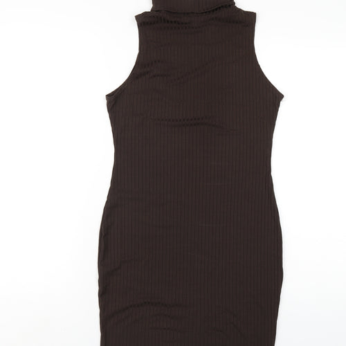I SAW IT FIRST Womens Brown Polyester Bodycon Size 12 Roll Neck Pullover