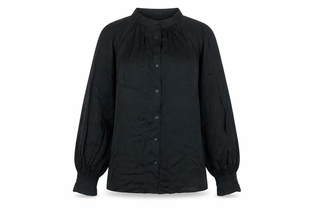 Front view of H&M women’s green polyester basic button-up, size UK 8, round neck