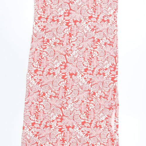 Marks and Spencer Womens Red Geometric Viscose Tank Dress Size 12 V-Neck Pullover