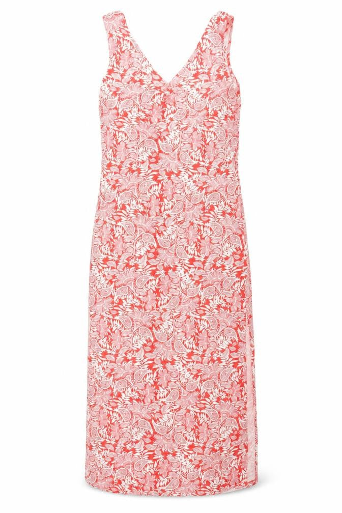 Marks and Spencer Womens Red Geometric Viscose Tank Dress Size 12 V-Neck Pullover