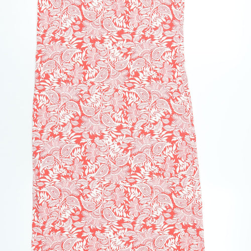Marks and Spencer Womens Red Geometric Viscose Tank Dress Size 12 V-Neck Pullover