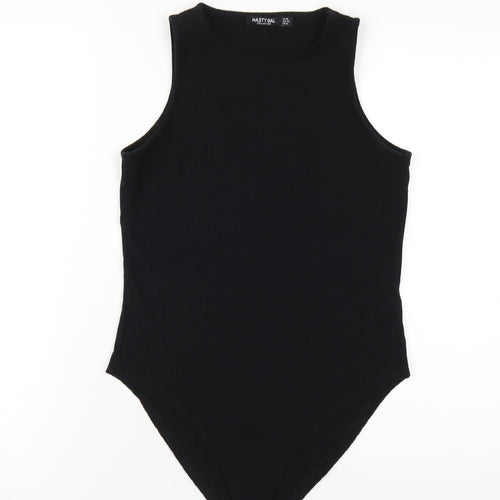Nasty Gal Womens Black Polyester Bodysuit One-Piece Size 14 Snap