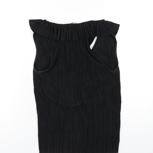 Zara Womens Black Polyester Basic Blouse Size S V-Neck