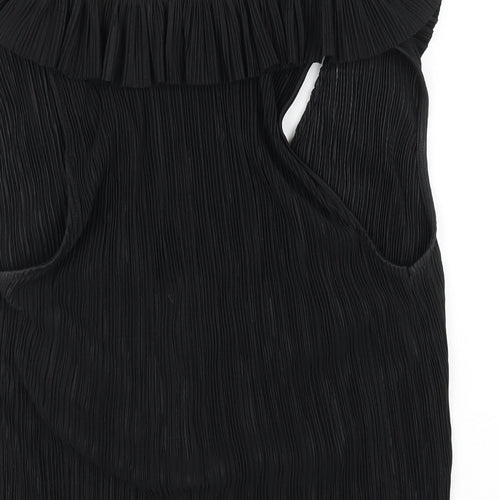 Zara Womens Black Polyester Basic Blouse Size S V-Neck