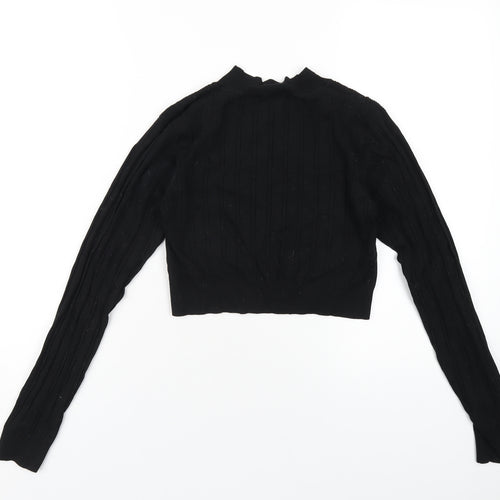 Glamorous Womens Black Viscose Cropped T-Shirt Size S Round Neck