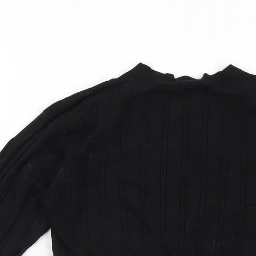Glamorous Womens Black Viscose Cropped T-Shirt Size S Round Neck