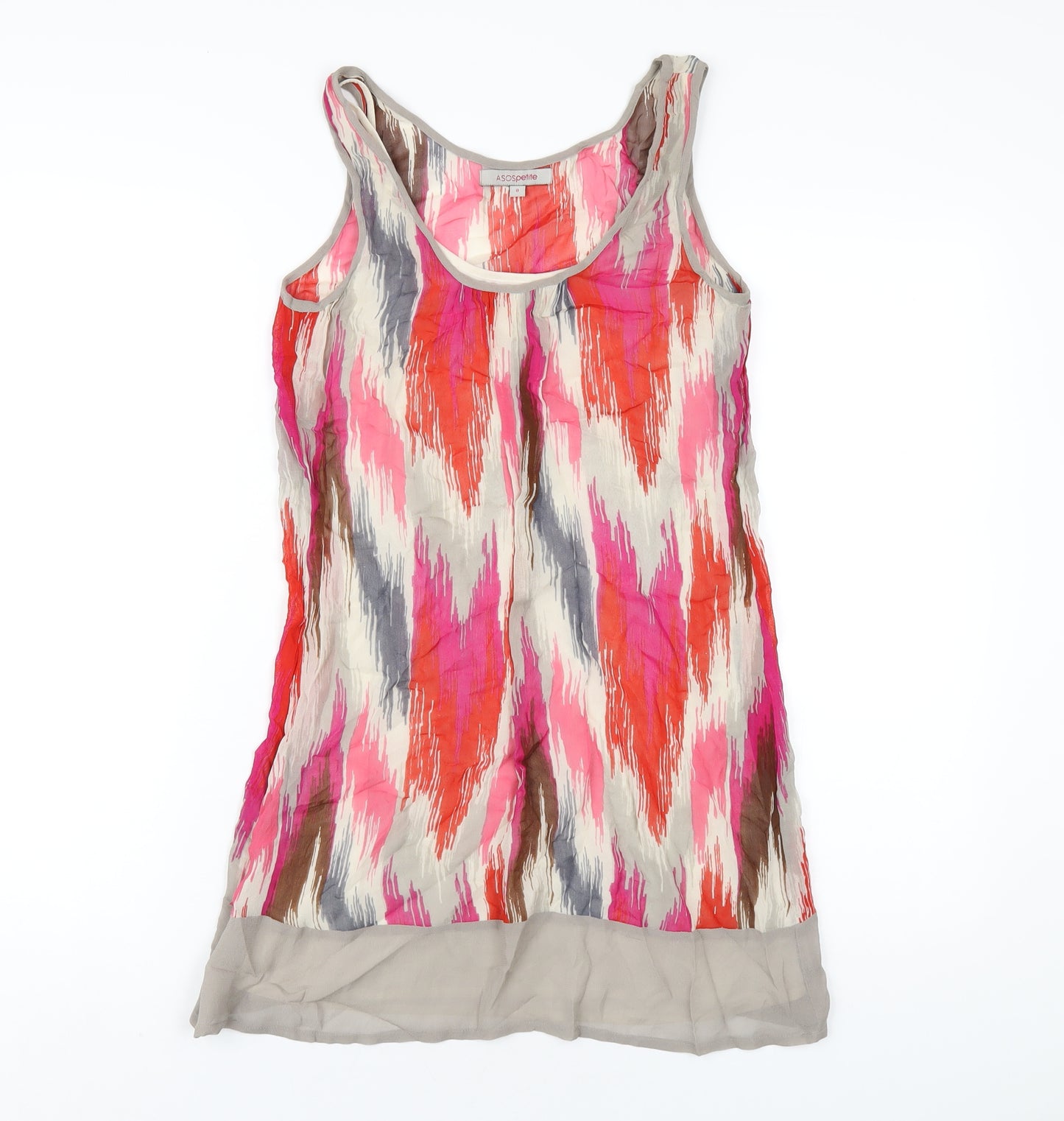 ASOS Womens Multicoloured Geometric Polyester Tank Dress Size 8 Scoop Neck Pullover