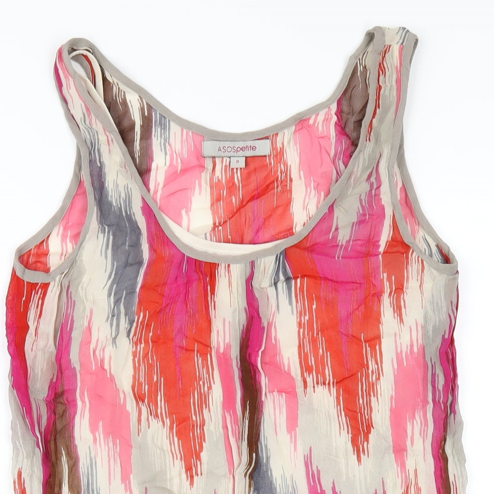 ASOS Womens Multicoloured Geometric Polyester Tank Dress Size 8 Scoop Neck Pullover