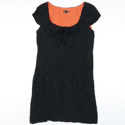 Marks and Spencer Womens Black Silk A-Line Size 8 Scoop Neck Zip