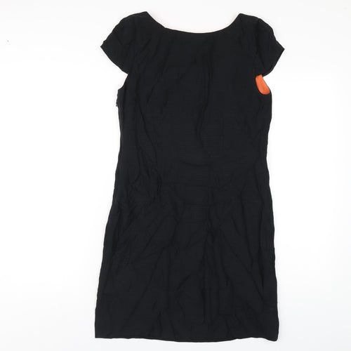 Marks and Spencer Womens Black Silk A-Line Size 8 Scoop Neck Zip