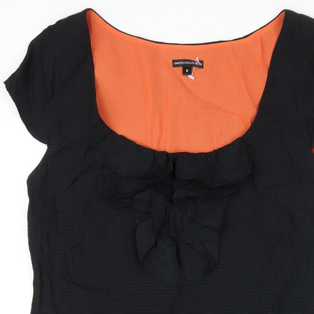Marks and Spencer Womens Black Silk A-Line Size 8 Scoop Neck Zip