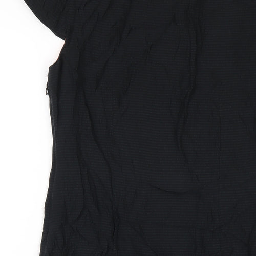 Marks and Spencer Womens Black Silk A-Line Size 8 Scoop Neck Zip