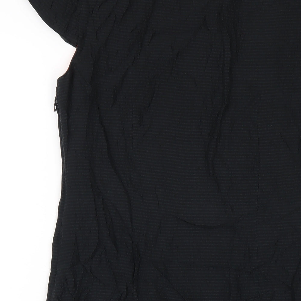 Marks and Spencer Womens Black Silk A-Line Size 8 Scoop Neck Zip