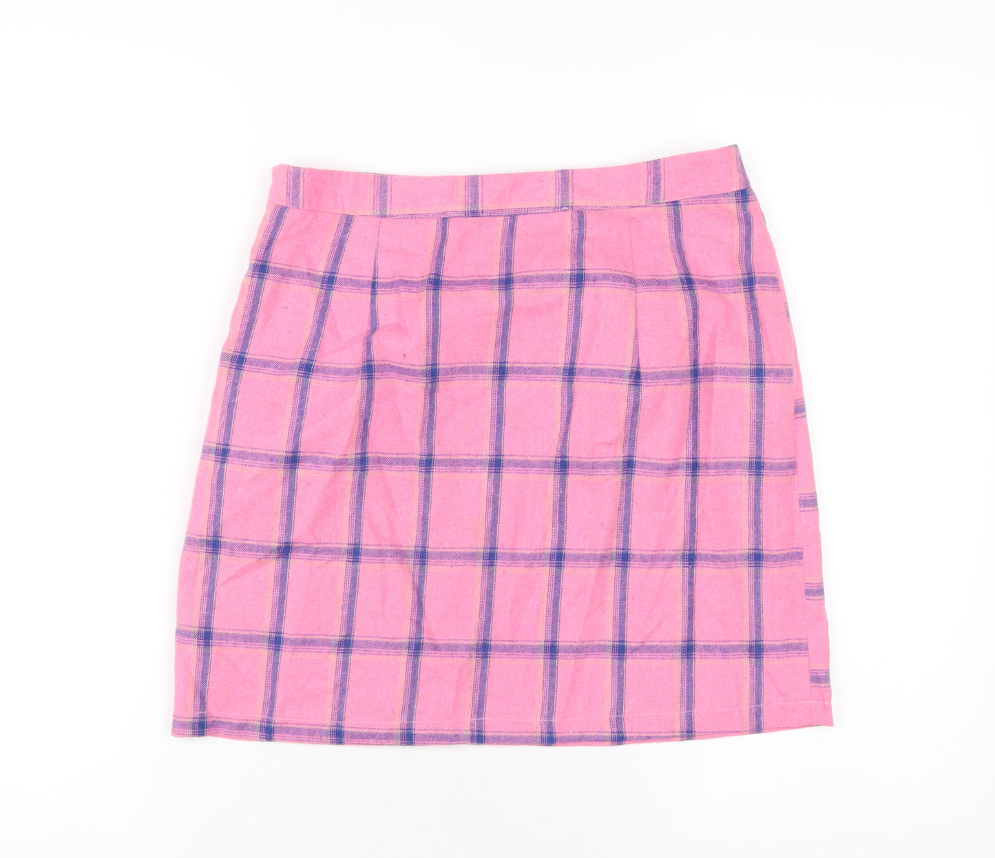 Heartbreak Womens Pink Plaid Cotton A-Line Skirt Size 10 Zip
