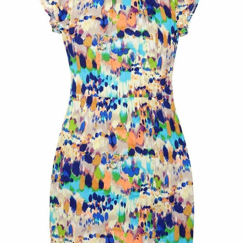 Izabel London Womens Multicoloured Geometric Viscose A-Line Size 8 Scoop Neck Zip