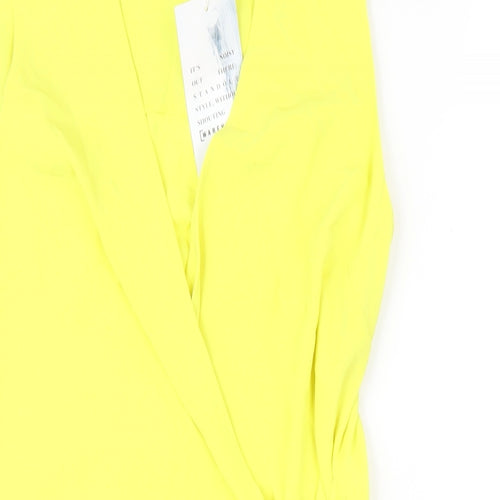 Warehouse Womens Yellow Polyester Wrap Blouse Size 8 V-Neck