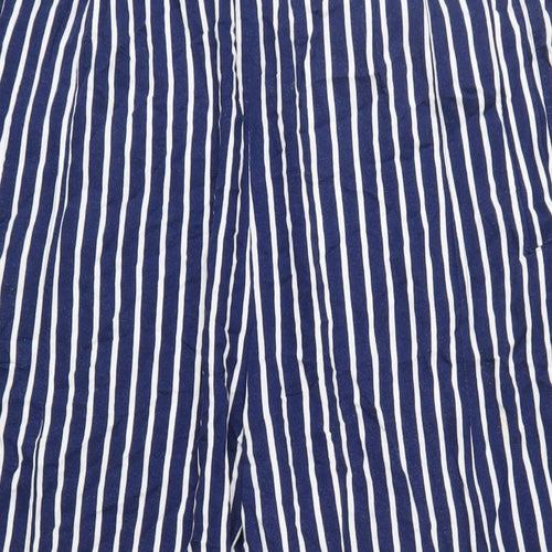 Weekday Womens Blue Striped Viscose Trousers Size 16 L29 in Regular