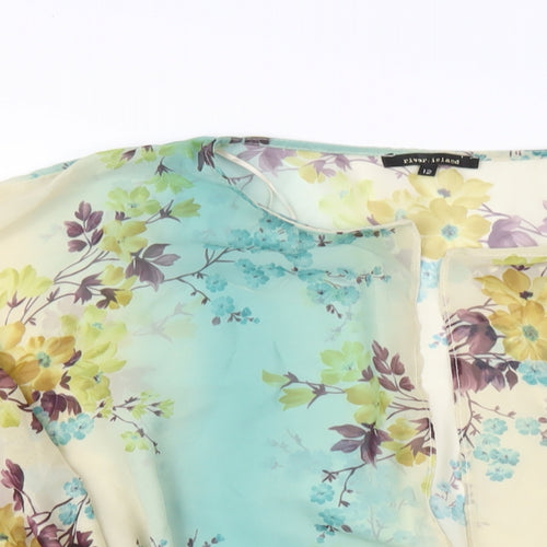 River Island Womens Multicoloured Geometric Polyester Kimono T-Shirt Size 12 V-Neck