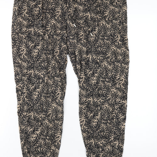 NEXT Womens Black Geometric Viscose Jogger Trousers Size 14 L29 in Regular