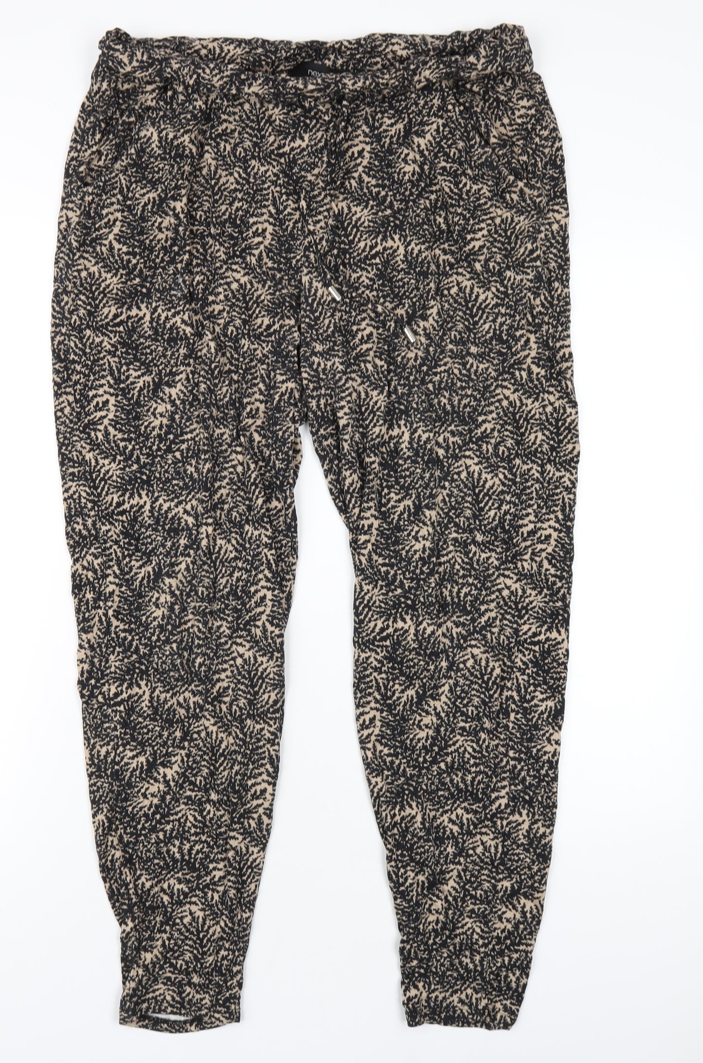 NEXT Womens Black Geometric Viscose Jogger Trousers Size 14 L29 in Regular