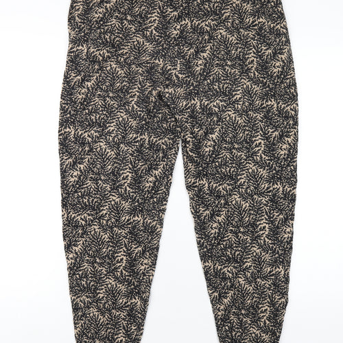 NEXT Womens Black Geometric Viscose Jogger Trousers Size 14 L29 in Regular