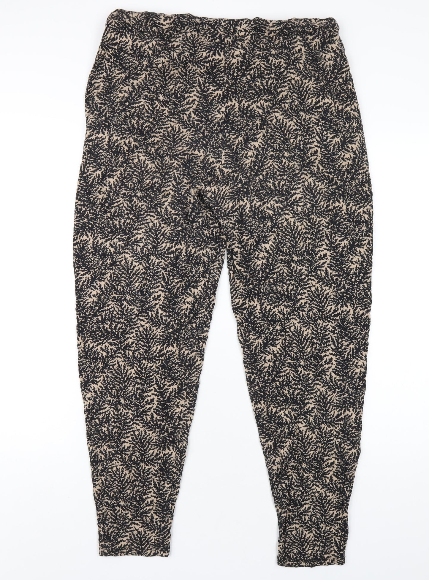 NEXT Womens Black Geometric Viscose Jogger Trousers Size 14 L29 in Regular