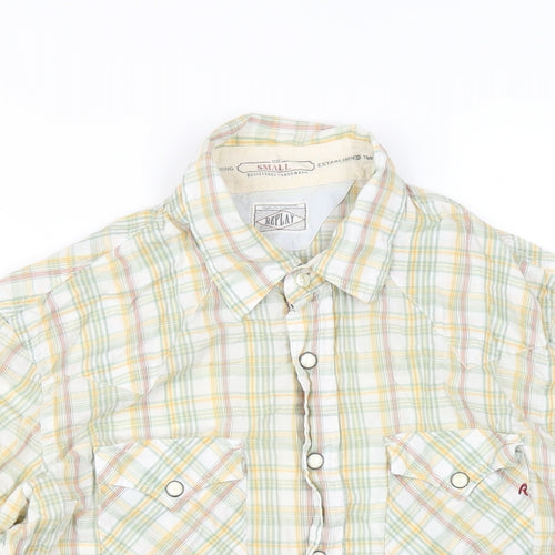 Replay Womens Multicoloured Plaid Cotton Basic Button-Up Size S Collared