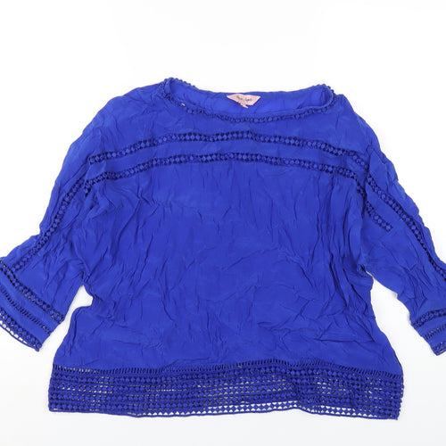 Phase Eight Womens Blue Polyester Basic T-Shirt Size 14 Round Neck