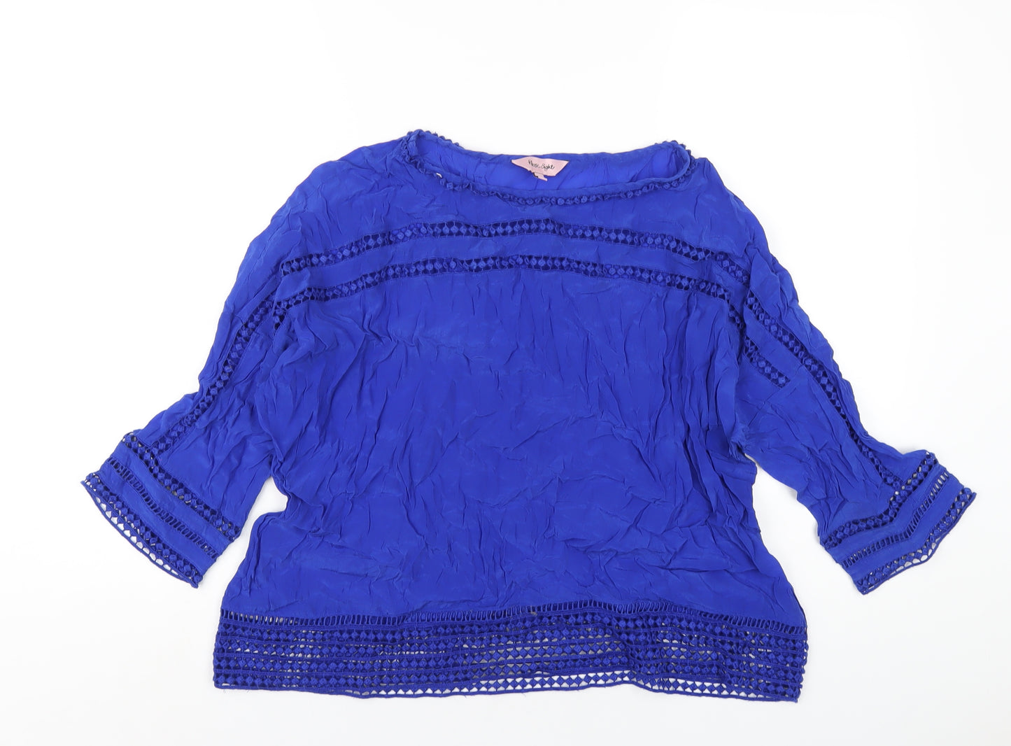 Phase Eight Womens Blue Polyester Basic T-Shirt Size 14 Round Neck