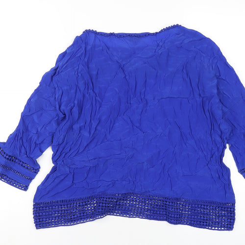 Phase Eight Womens Blue Polyester Basic T-Shirt Size 14 Round Neck