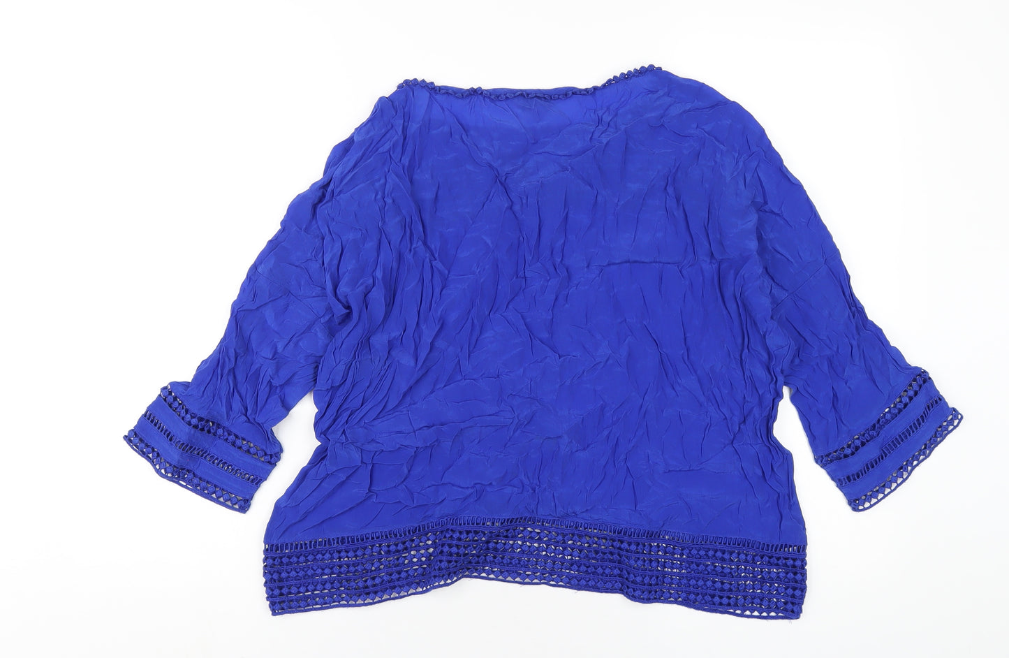Phase Eight Womens Blue Polyester Basic T-Shirt Size 14 Round Neck