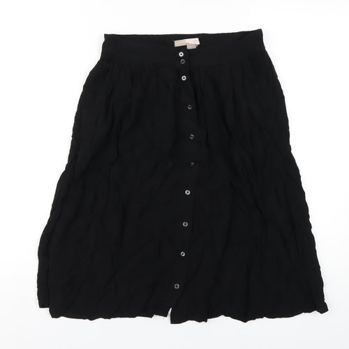 FOREVER 21 Womens Black Viscose A-Line Skirt Size S Button