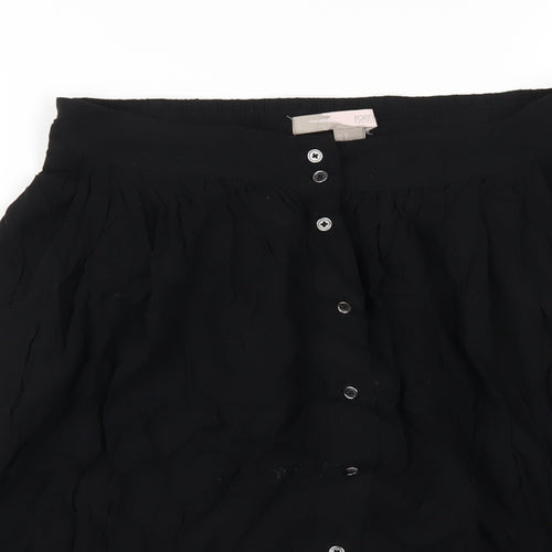 FOREVER 21 Womens Black Viscose A-Line Skirt Size S Button