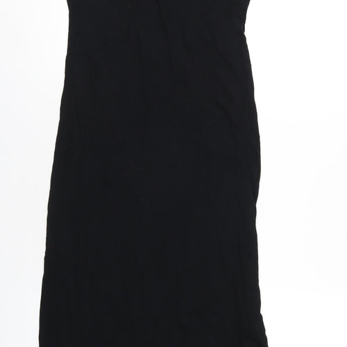 Select Womens Black Viscose T-Shirt Dress Size 14 Round Neck Pullover