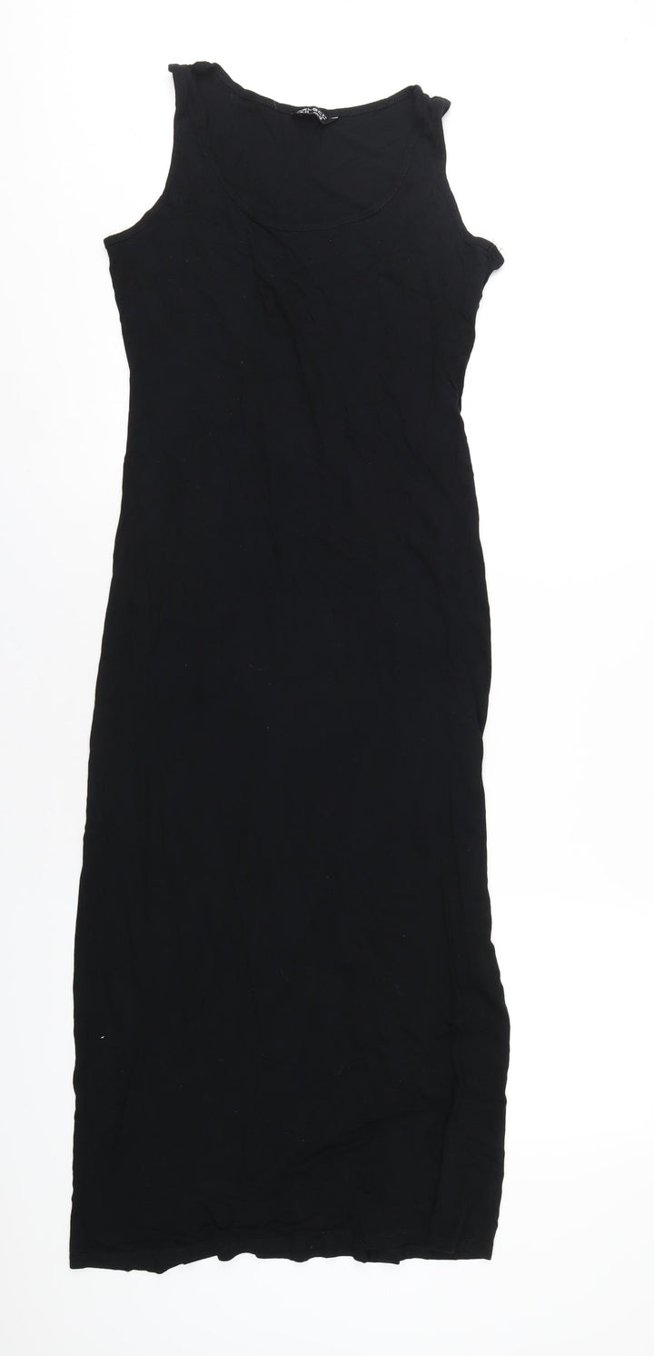 Select Womens Black Viscose T-Shirt Dress Size 14 Round Neck Pullover