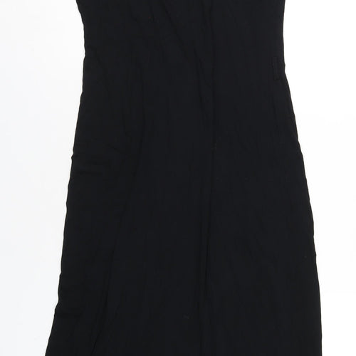 Select Womens Black Viscose T-Shirt Dress Size 14 Round Neck Pullover