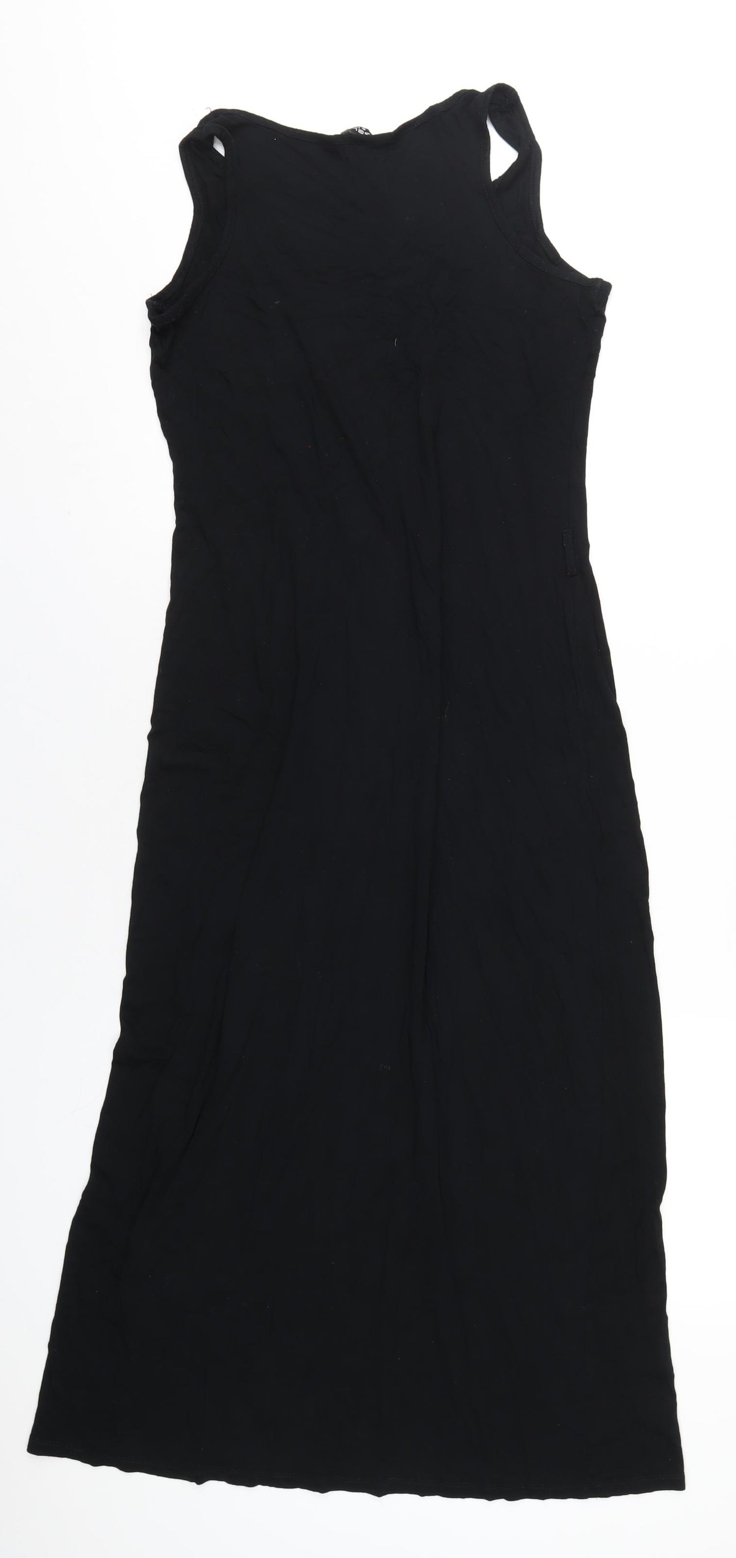 Select Womens Black Viscose T-Shirt Dress Size 14 Round Neck Pullover