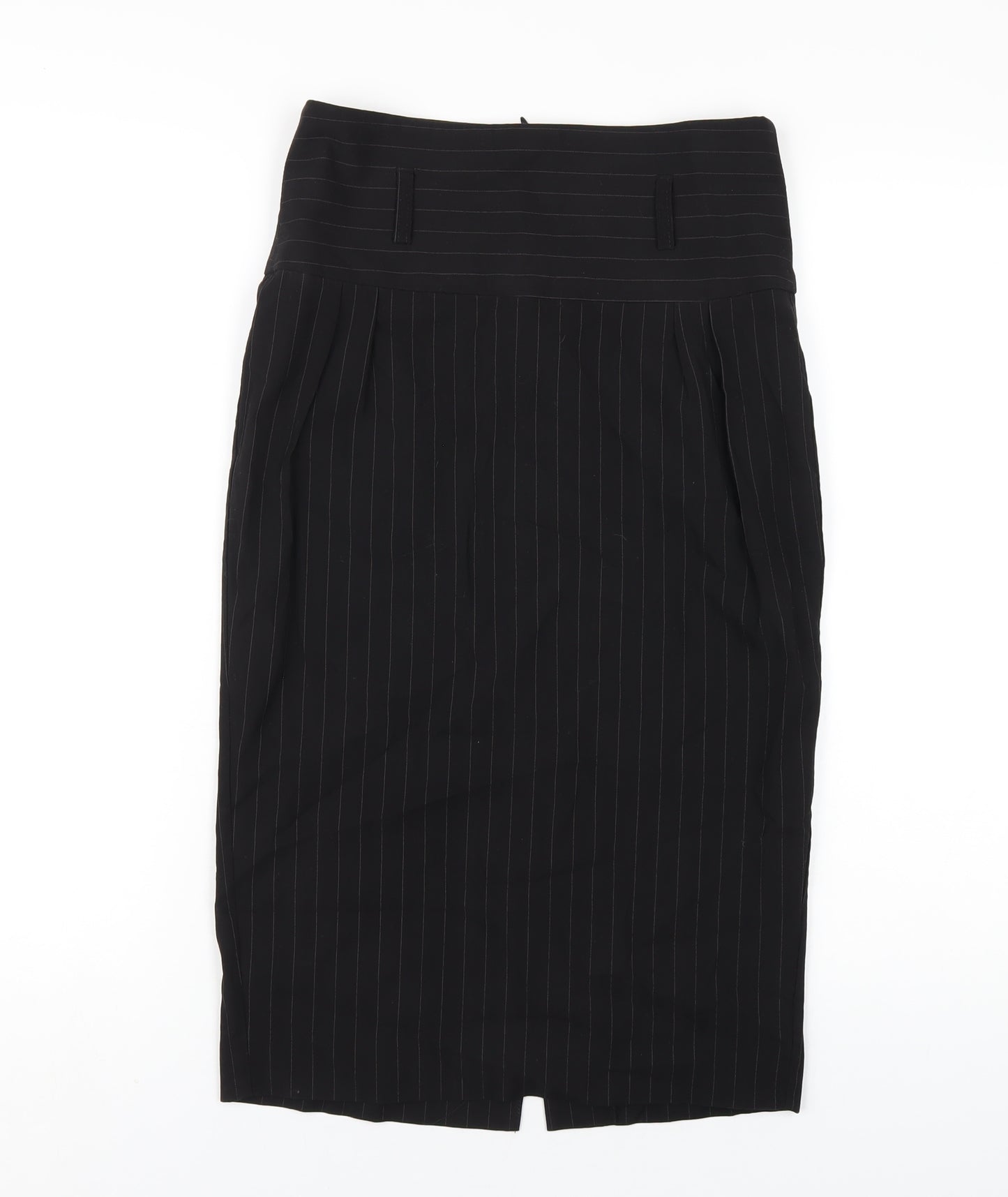 Select Womens Black Striped Polyester Straight & Pencil Skirt Size 10 Zip