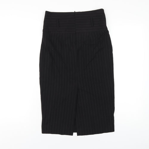 Select Womens Black Striped Polyester Straight & Pencil Skirt Size 10 Zip