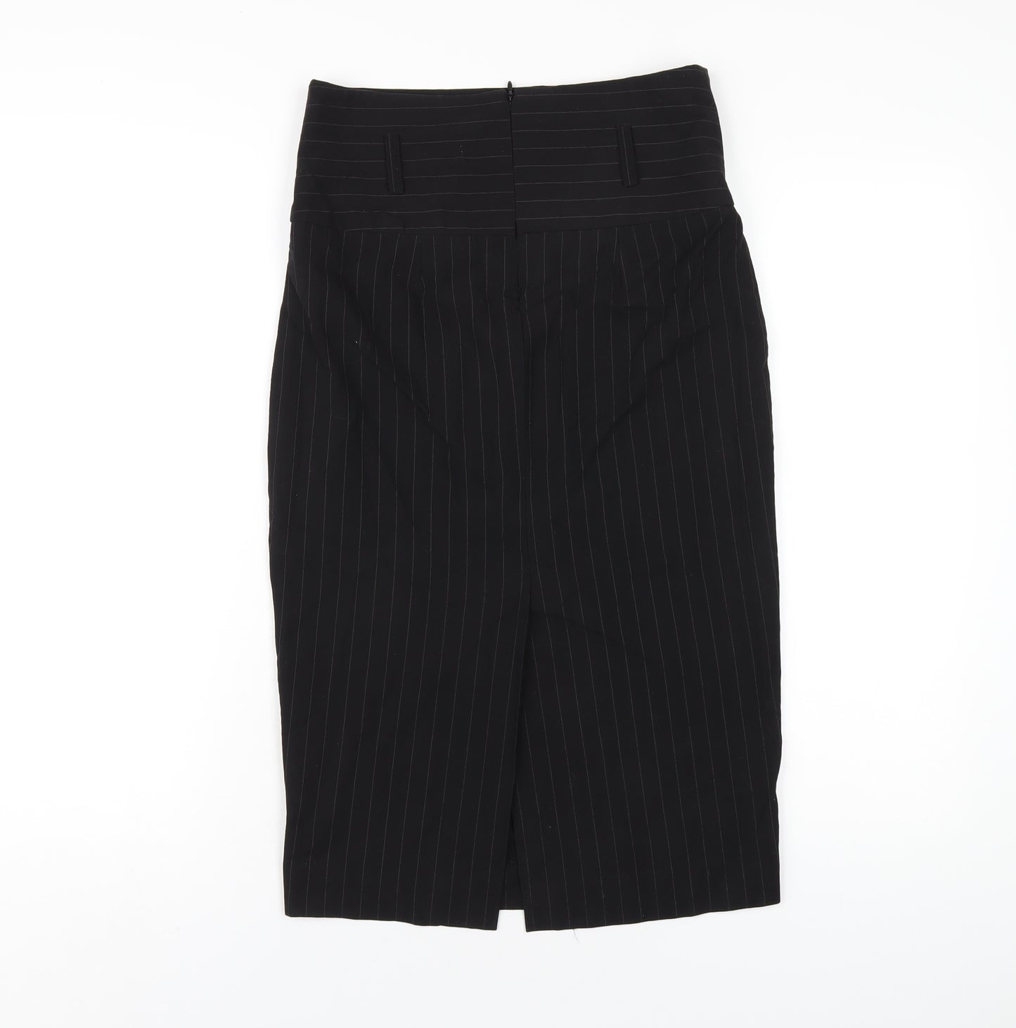 Select Womens Black Striped Polyester Straight & Pencil Skirt Size 10 Zip
