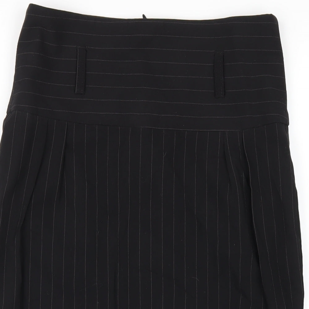 Select Womens Black Striped Polyester Straight & Pencil Skirt Size 10 Zip
