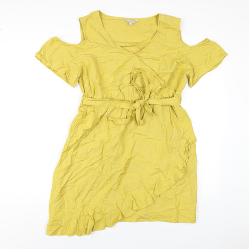 Anthology Womens Yellow Cotton A-Line Size 14 Round Neck Pullover