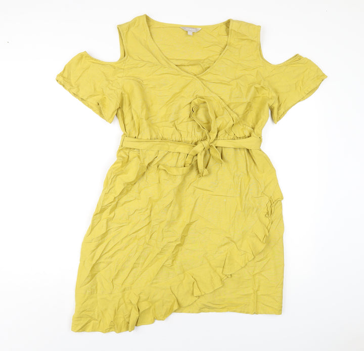 Anthology Womens Yellow Cotton A-Line Size 14 Round Neck Pullover