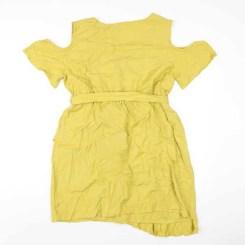 Anthology Womens Yellow Cotton A-Line Size 14 Round Neck Pullover