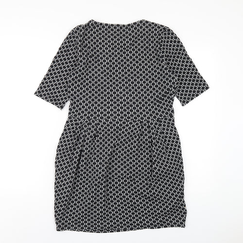 River Island Womens Black Geometric Cotton A-Line Size 14 Round Neck Pullover