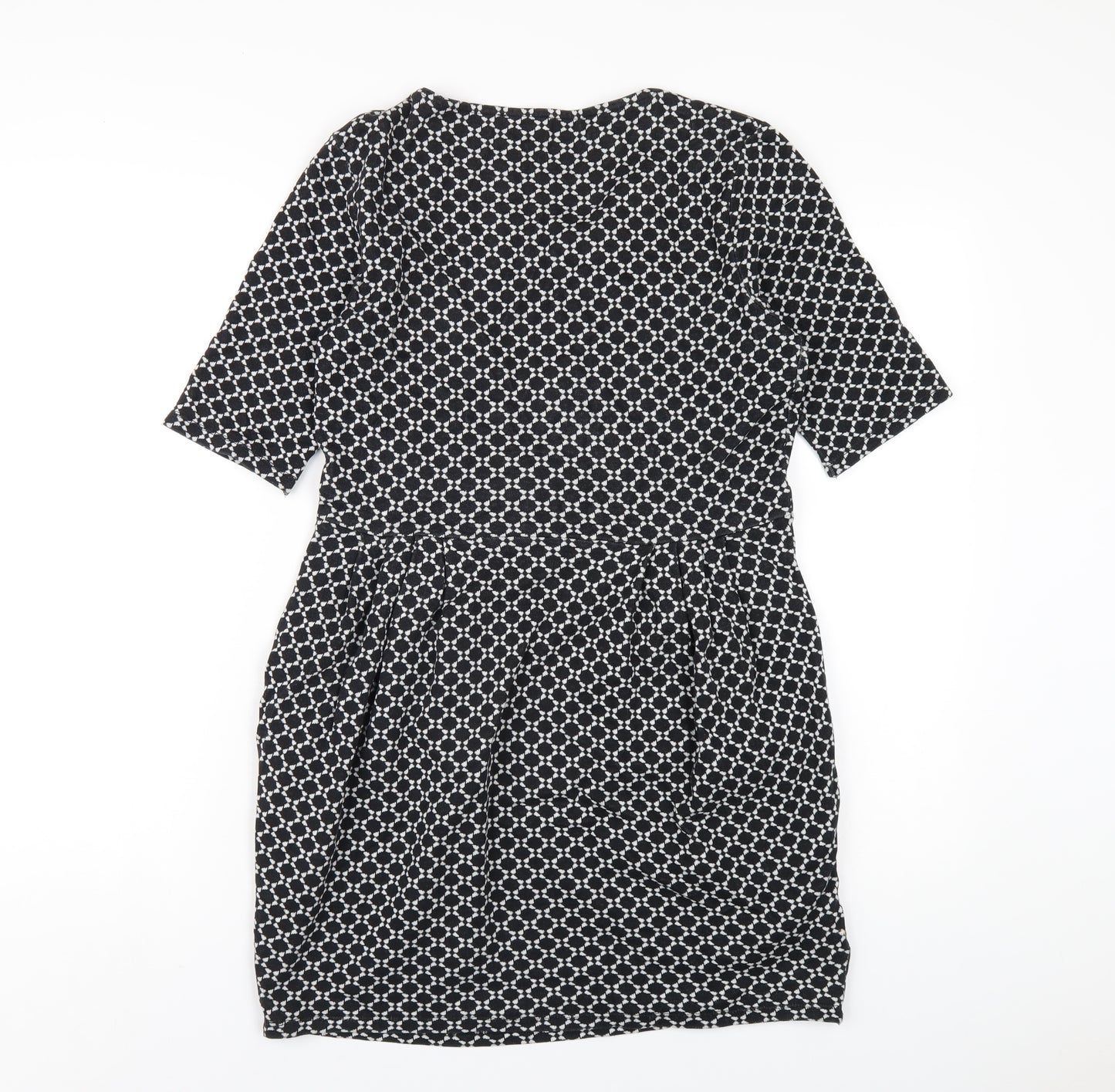 River Island Womens Black Geometric Cotton A-Line Size 14 Round Neck Pullover