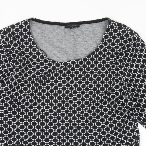 River Island Womens Black Geometric Cotton A-Line Size 14 Round Neck Pullover