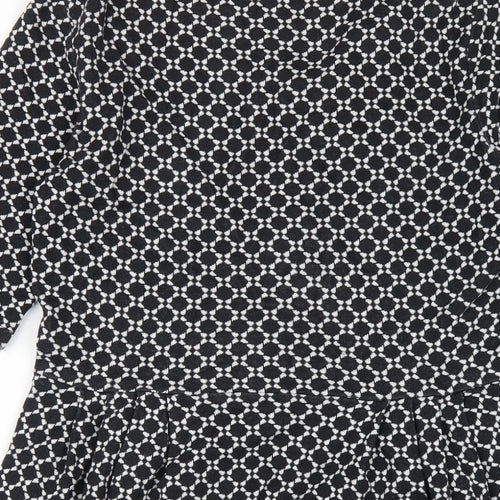 River Island Womens Black Geometric Cotton A-Line Size 14 Round Neck Pullover